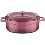 Lava Trendy Kapak Ölçü 23x29 cm Pembe Döküm Oval Tencere