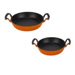 Lava Yuvarlak Kulplu 16-20 cm 2'li Döküm Sahan Seti-Turuncu