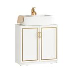 Lavabo Altında Banyo Vanity Depolama Dolabı, Beyaz ve Altın, 2 Kapı, 60x30x61cm - Yerden Tasarruflu Depolama Çözümü için Şık Banyo Nizer