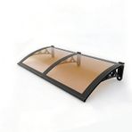 Lavabo Çatısı, Drenaj Sistemli Kavisli Kapı Güneş Perdesi, Veranda, Pencere, Balkon için Alüminyum Braket ve PC Polikarbonat Panel - Kahverengi 39,3 inç x 62,9 inç