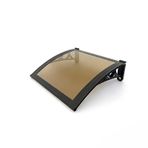 Lavabo Çatısı, Drenajlı Kapı için Kavisli Güneş Perdesi, 120 x 100 cm, Hava Şartlarına Dayanıklı Polikarbonat, Alüminyum Braketli, Veranda, Veranda ve Balkon için İdeal (