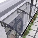Lavabo Çatısı, Ön Kapı için Siyah Polikarbonat Dış Güneş Perdesi, UV ve Kar Koruması, Alüminyum Braketli Veranda Perdesi, 100 x 120 cm