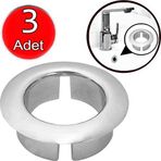 Lavabo Deliği Halkası Yüzüğü 3 Adet Yuvarlak Parlak Krom Kapak Halka Yüzük Karşı Su Drenaj Taşma Kapağı