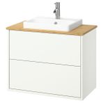 Lavabo dolabı kombinasyonu, beyaz-bambu, 82x49x71 cm, DALSKAR batarya