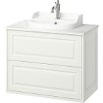 Lavabo Dolabı Kombinasyonu, Beyaz-Beyaz Mermer Görünüm, 82X49X76 Cm, Hamnskar Batarya