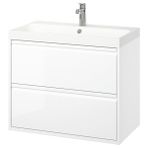 Lavabo Dolabı Kombinasyonu, Parlak Cila Beyaz, 80X48X69 Cm, Brogrund Batarya