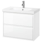 Lavabo dolabı kombinasyonu, parlak cila beyaz, 82x49x69 cm, DALSKAR batarya