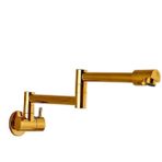 Lavabo Musluğu Altın Pirinç Tencere Doldurma Musluğu Mutfak Tek Soğuk Delik Döndür Katlanır Musluk Krom Duvara Monte Banyo İçin(Brushed Gold C)