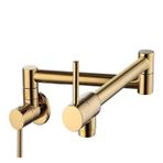 Lavabo Musluğu Altın Pirinç Tencere Doldurma Musluğu Mutfak Tek Soğuk Delik Döndür Katlanır Musluk Krom Duvara Monte Banyo İçin(Polished Gold C)