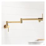 Lavabo Musluğu Katlanır Tek Mutfak Tencere Dolum Makinesi Soğuk Su Duvara Monte Musluk Pirinç Musluklar Krom Fırçalanmış Nikel Yağ Ovulmuş Banyo İçin(Golden a)
