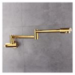 Lavabo Musluğu Katlanır Tek Mutfak Tencere Dolum Makinesi Soğuk Su Duvara Monte Musluk Pirinç Musluklar Krom Fırçalanmış Nikel Yağ Ovulmuş Banyo İçin(Golden B)