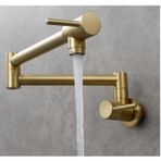 Lavabo Musluğu, Krom Nikel Siyah Altın Pirinç Tencere Duvara Monte Mutfak Tek Soğutma, Delik Döner Katlanır Musluk Mutfak, Banyo(Brushed Gold Type a)