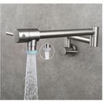 Lavabo Musluğu, Krom Nikel Siyah Altın Pirinç Tencere Duvara Monte Mutfak Tek Soğutma, Delik Döner Katlanır Musluk Mutfak, Banyo(Brushed Type B)