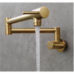 Lavabo Musluğu, Krom Nikel Siyah Altın Pirinç Tencere Duvara Monte Mutfak Tek Soğutma, Delik Döner Katlanır Musluk Mutfak, Banyo(Gold Type A-01)