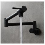 Lavabo Musluğu, Krom Nikel Siyah Altın Pirinç Tencere Duvara Monte Mutfak Tek Soğutma, Delik Döner Katlanır Musluk Mutfak, Banyo(Matte Black Type a)