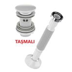 Lavabo Sifonu Clik-clack Pup-up Beyaz Seramik Kafa Taşmalı