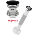 Lavabo Sifonu Clik-clack Pup-up Siyah Seramik Kafa Taşmalı
