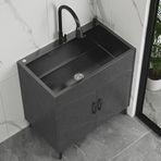 Lavabo Taban Dolabı, Taban Dolaplı Mutfak Lavabosu, Lavabo ve Musluklu Evye Dolabı, Lavabolu Lavabo Dolabı, Lavabo Komple Lavabo Evyesi Mutfak Taban Dolabı (Siyah, 68cm)