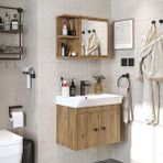 Lavabolu Mat Suntalam 60 cm Banyo Dolabı + Aynalı Üst Dolabı - Atlantik Çam