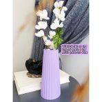 Lavanta Renk Uzun Büyük Boy Çizgili Vazo Bohem Uzun Vazo Iskandinav Tarz Vazo 18X 8 cm