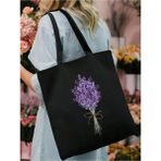 Lavanta Tasarım Siyah Kanvas Tote Bag Bez Çanta, Pinterest Çanta, Kitap Çantası - 10D-Krem