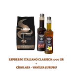 Lavazza Espresso Italiano Classico 1000 Gr + Grande Terra Çikolata & Vanilya Şurubu 2 X 750 Ml Seti Çekirdek