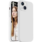 Lavderuar iPhone 14 Plus / 15 Plus ile Uyumlu İçi Kadife Lansman Silikon Kılıf – Kamera Korumalı, Darbe Emici, Premium Yumuşak Kapak Beyaz