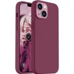 Lavderuar iPhone 14 Plus / 15 Plus ile Uyumlu İçi Kadife Lansman Silikon Kılıf – Kamera Korumalı, Darbe Emici, Premium Yumuşak Kapak Bordo