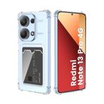 Lavderuar Xiaomi Redmi Note 13 Pro 4G İle Uyumlu Yüksek Kalite Özel Kartlıklı Şeffaf Telefon Kılıfı – Arka Cepli Cüzdanlı Silikon Koruyucu Kapak, Darbe Emici Esnek TPU, Günlük Kullanıma Uygun SZR03