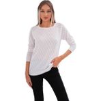 Lavella Kadın Baklava Dilimi Desenli Kazak 12781 BGL-ST04110 - M - L - Beyaz