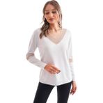 Lavella Kadın V Yaka Simli Kol Detaylı Kazak 12787 BGL-ST04108 - M - L - Beyaz