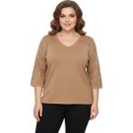 Lavella Kadın V Yaka Yaka Truva Kol Kazak BGL-ST05081 - Camel - M - L
