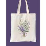 Lavender Bow, Lavanta Çiçek Y2k Retro Ham Bez Tote Bag Çanta, Pinterest Çanta - 10D-Krem