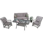 Lavida Bahçe Oturma Takımı | Rattan Bahçe Balkon Takımı | 3+1+1 ve Sehpa - 140x70 - Gri