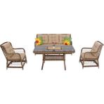Lavida Bahçe Oturma Takımı | Rattan Bahçe Balkon Takımı | 3+1+1 ve Sehpa - 140x70 - Kahverengi
