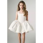 Laviella Kids Couture Kız Çocuk Abiye Kare Yaka Balon Etekli Elbise - 13 - 14 Yaş - Beyaz