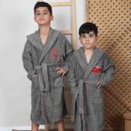 Lavin Pamuklu Kapüşonlu Gençve Çocuk Bornozu - 7 - 8 Yaş - Koyu Gri