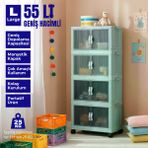 Lavine Fold&Go 4'lü Portatif Organizer Tekerlekli Dolap Çok Amaçlı Kapaklı Katlanır ”mavi”