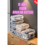 LAVİNGER 10 Adet Kadın Ayakkabı Kutusu - Şeffaf Ayakkabı Düzenleyici Saklama Kutusu Organizer Seyahat Kutusu