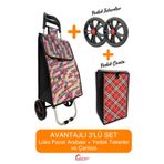 LAVİNGER Pazar Arabası Plus Avantajlı 3' lü SET Pazar Arabası + Yedek Tekeri + Yedek Çantası.