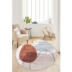 Lavita Home Dijital Baskı Yıkanabilir Kaymaz Bej Yuvarlak Salon Halısı Mutfak Halısı Yolluk Ve Paspas