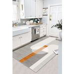 Lavita Home Makinede Yıkanabilir Kaymaz Taban Leke Tutmaz Gri Çizgili Salon Halısı Mutfak Halısı ve Yolluk