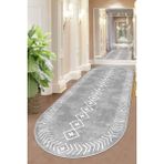 Lavita Home Makinede Yıkanabilir Kaymaz Taban Leke Tutmaz Oval Yolluk Ev Dekorasyonu Için Gri Kesme Yolluk - 100 x 350 cm