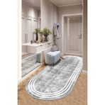 Lavita Home Makinede Yıkanabilir Kaymaz Taban Leke Tutmaz Oval Yolluk Ev Dekorasyonu Için Gri Kesme Yolluk - 40 x 60 cm