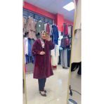 Laviva Fashion Kaşe Angora Düğmeli Kaban - 44 - Bordo