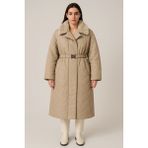 Laviva Fashion Yakası Kendi Renginde Kürklü Kışlık Mont/trençkot - Krem - 48