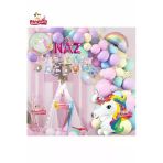 Laviyosa 3 Harfli Yaş Unicorn Temalı Iyi Ki Doğdun Makaron Balon Doğum Günü Parti Kutlama Seti Süsü
