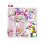 Laviyosa 5 Harfli Yaş Unicorn Temalı Iyi Ki Doğdun Makaron Balon Doğum Günü Parti Kutlama Seti Süsü
