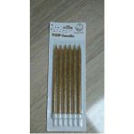 Laviyosa 6'Lı Simli Altın Sarısı Pasta Mumu