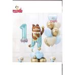 Laviyosa Sevimli Teddy Bear Ayı Folyolu 1 Yaş Mavi Folyolu Doğum Günü Parti Seti Süsü